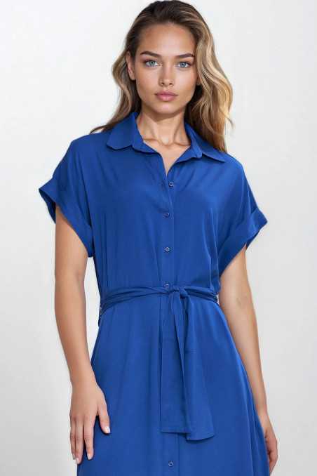 Robe-chemise midi - bleuet - nife  