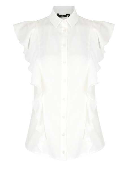 Chemisier écru à manches courtes et volants - nife  