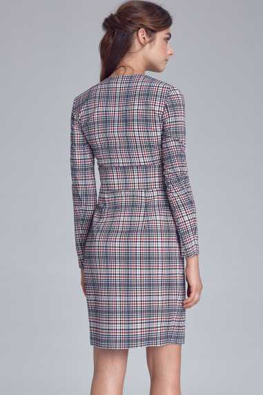 Robe à carreaux avec une ceinture ornée de boutons-pression - nife  