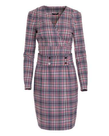 Robe à carreaux avec une ceinture ornée de boutons-pression - nife  