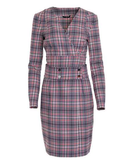 Robe à carreaux avec une ceinture ornée de boutons-pression - nife  