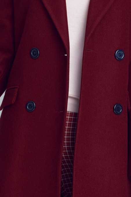 Élégant manteau croisé bordeaux - nife  