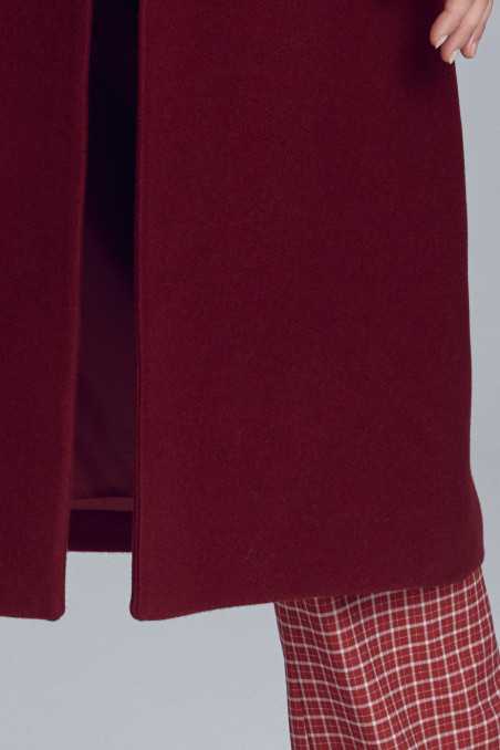 Elegancki bordowy płaszcz dwurzędowy  