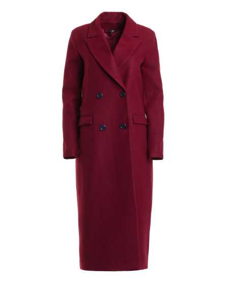 Élégant manteau croisé bordeaux - nife  