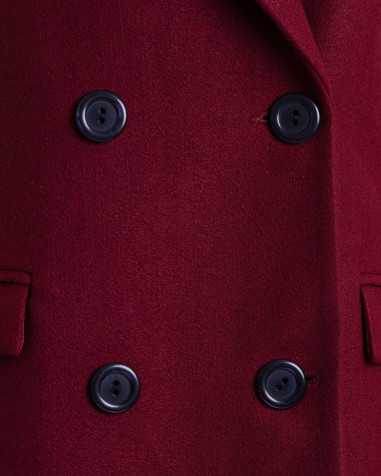 Elegancki bordowy płaszcz dwurzędowy  
