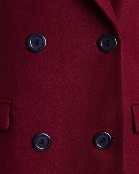 Elegancki bordowy płaszcz dwurzędowy  