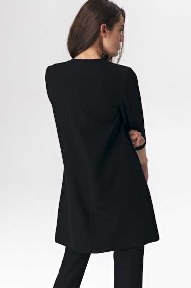 Veste longue noire sans fermeture - nife  