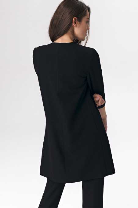 Veste longue noire sans fermeture - nife  
