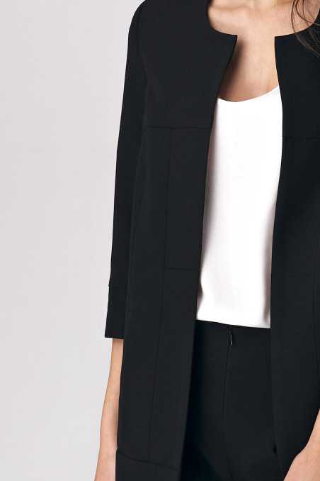 Veste longue noire sans fermeture - nife  