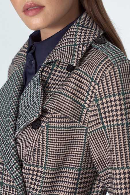 Manteau croisé avec ceinture pied-de-poule - nife  