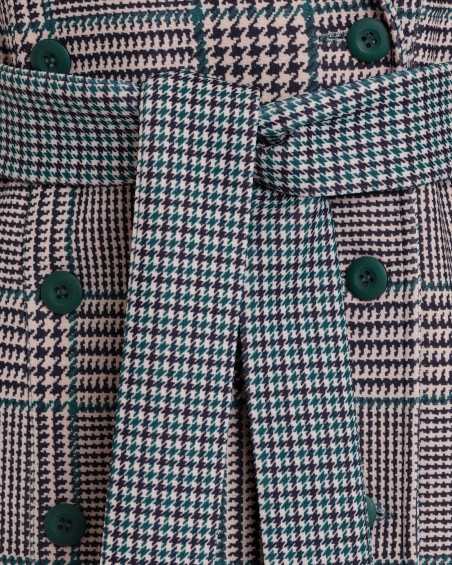 Manteau croisé avec ceinture pied-de-poule - nife  