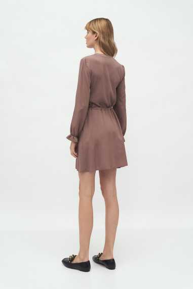 Robe en viscose couleur moka, nouée à la taille - nife  