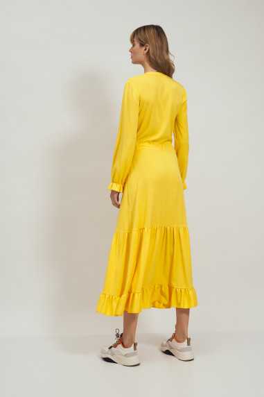 Robe longue jaune à volants - nife  