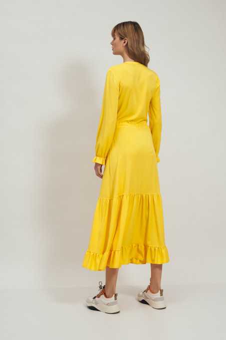 Robe longue jaune à volants - nife  