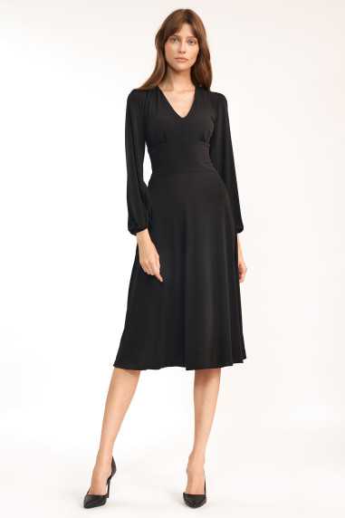 Robe midi noire classique - nife  
