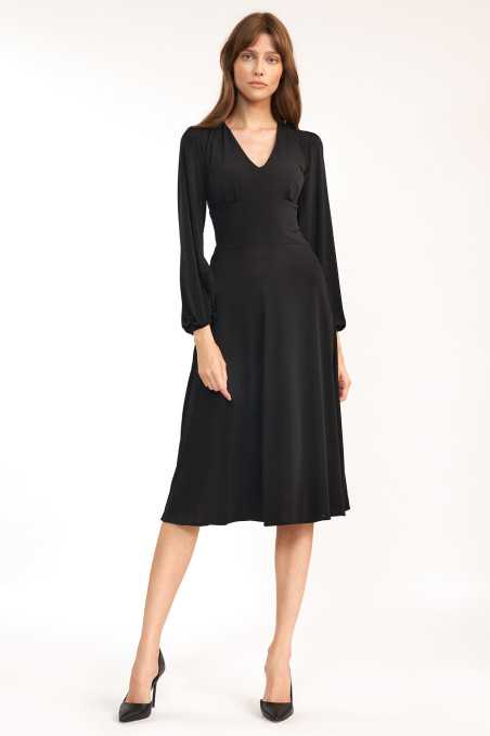 Robe midi noire classique - nife  