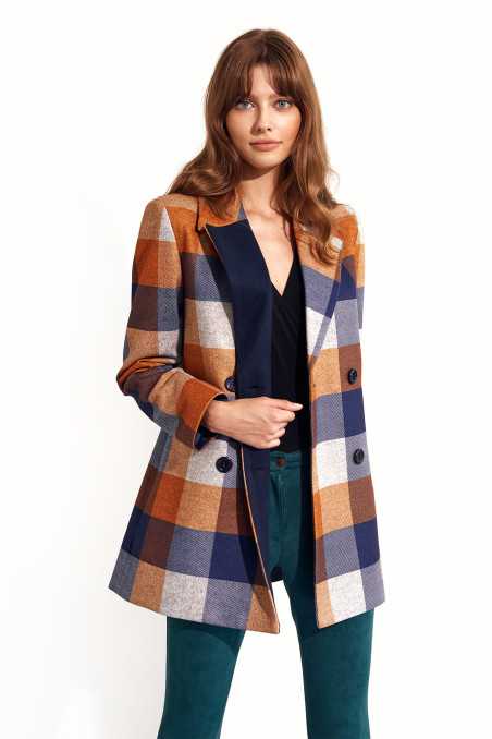 manteau court à carreaux - nife  