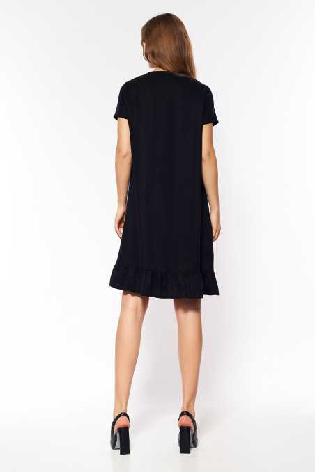 Robe noire en viscose avec une police - nife  