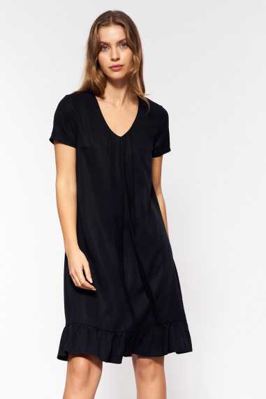Robe noire en viscose avec une police - nife  
