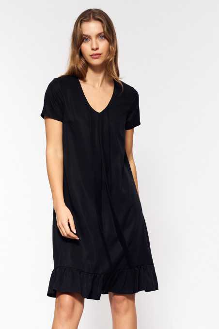 Robe noire en viscose avec une police - nife  