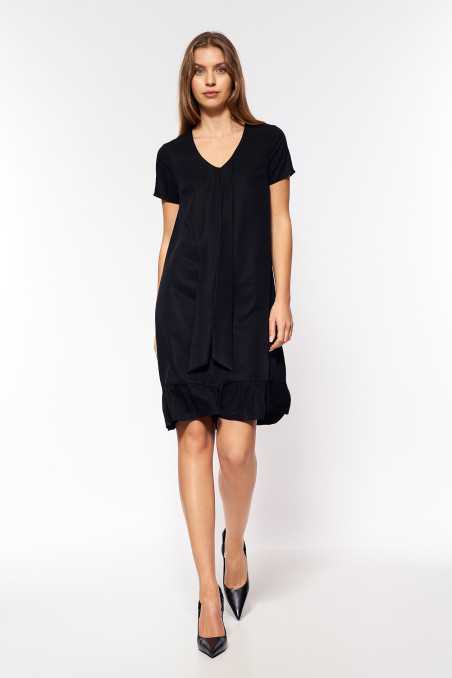 Robe noire en viscose avec une police - nife  