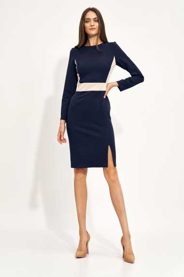 Robe bleu marine avec empiècement contrastant - nife  