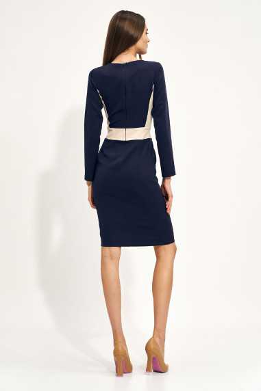 Robe bleu marine avec empiècement contrastant - nife  