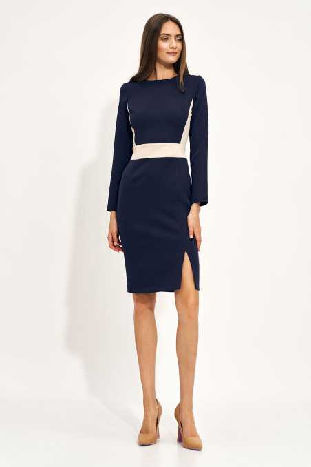 Robe bleu marine avec empiècement contrastant - nife  