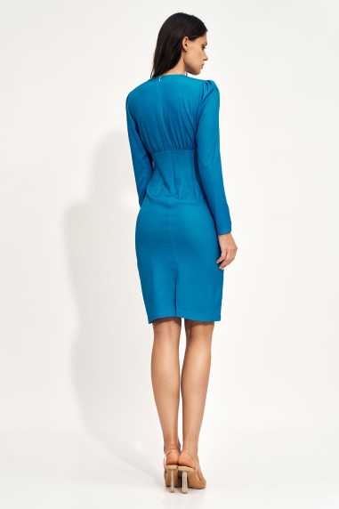 Robe bleue cintrée à manches longues - nife  