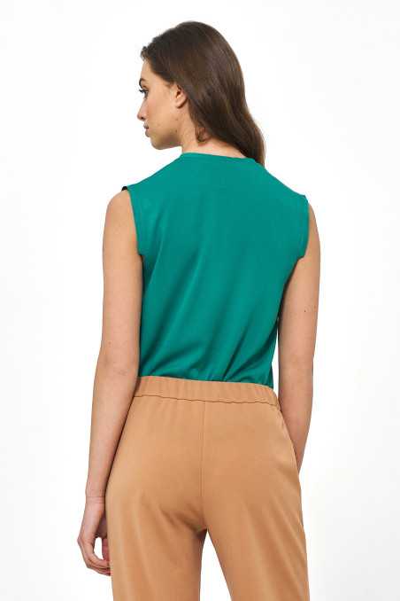Zielona wiskozowa bluzka bez rękawów   