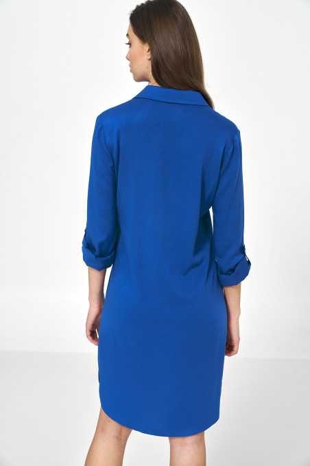 Robe bleuet oversize à manches retroussées - nife  