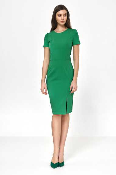 Robe de soirée verte à manches courtes - nife  