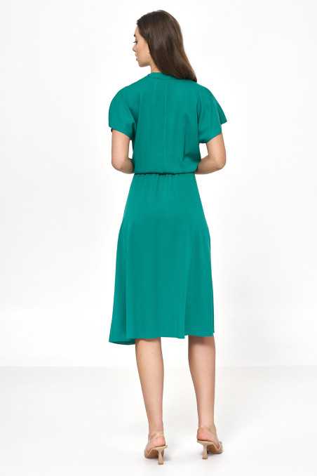 Wiskozowa sukienka o kimonowym kroju w kolorze zielonym  