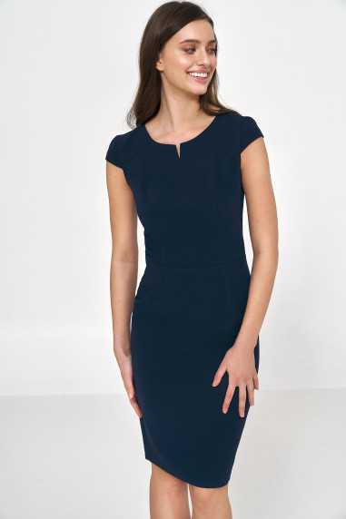 Robe crayon bleu marine sous le genou - nife  