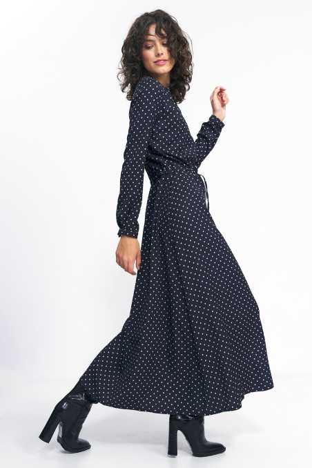 robe longue noire à pois - nife  