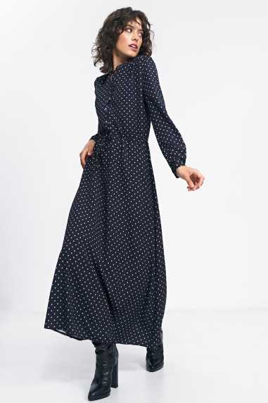 robe longue noire à pois - nife  