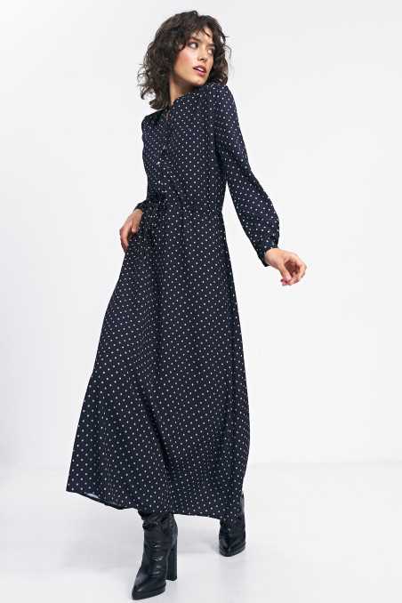 robe longue noire à pois - nife  