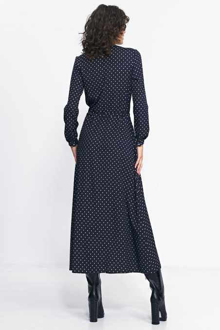 robe longue noire à pois - nife  