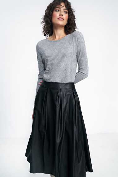 jupe midi en similicuir noir - nife  
