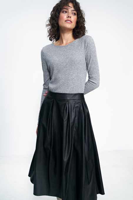 jupe midi en similicuir noir - nife  