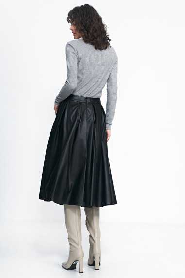 jupe midi en similicuir noir - nife  