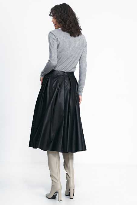 jupe midi en similicuir noir - nife  