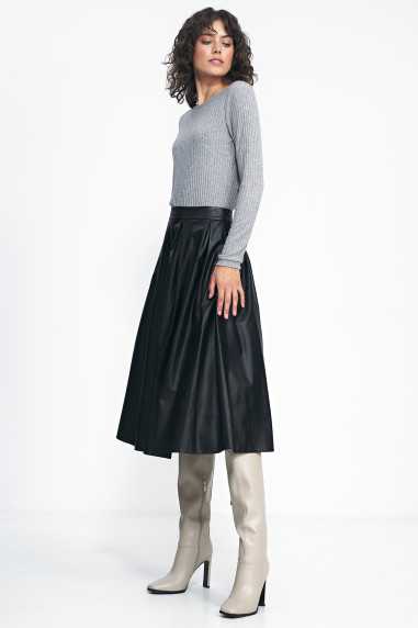 jupe midi en similicuir noir - nife  