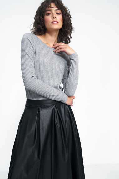 jupe midi en similicuir noir - nife  