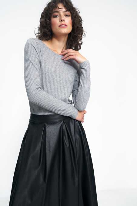 jupe midi en similicuir noir - nife  