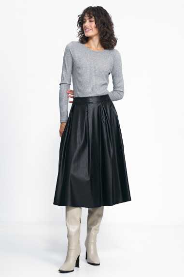 jupe midi en similicuir noir - nife  