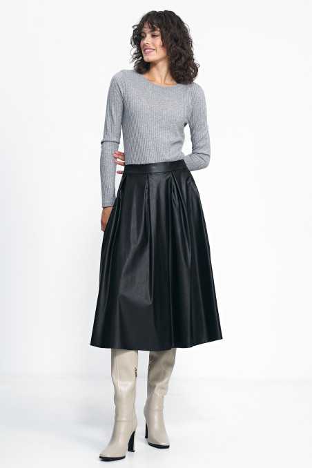jupe midi en similicuir noir - nife  