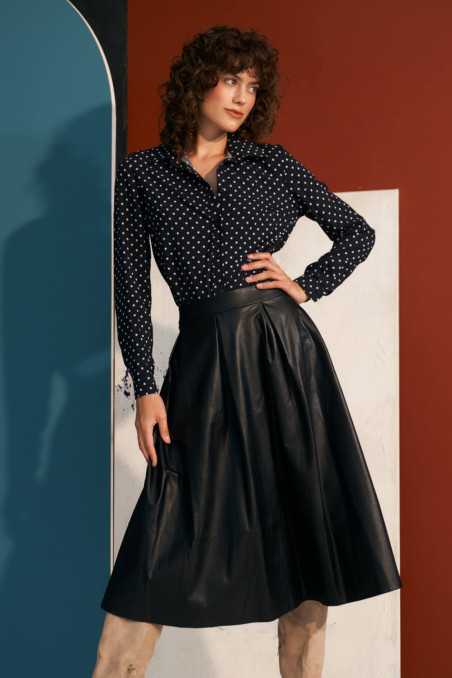jupe midi en similicuir noir - nife  
