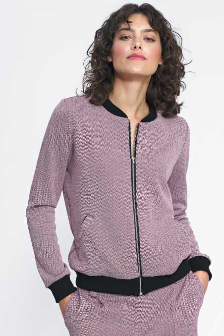 blouson aviateur à chevrons bordeaux - nife  