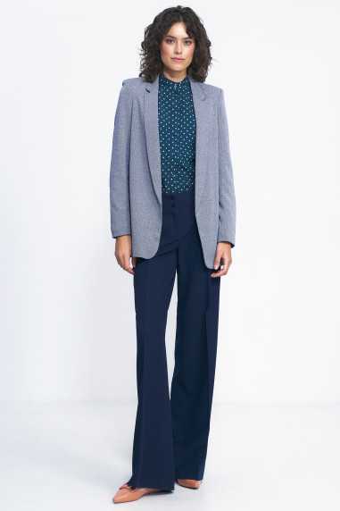 Niezapinana marynarka w granatową jodełkę  